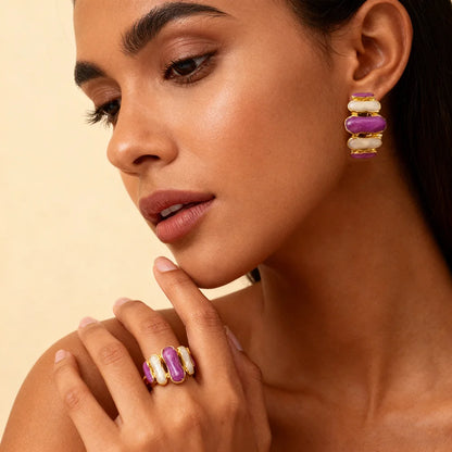 dubai gold plated jewelry set Irregular Geometry earring Ring for  Exaggerated Simple Jewelry Hot Sale Party Gift Wholesale