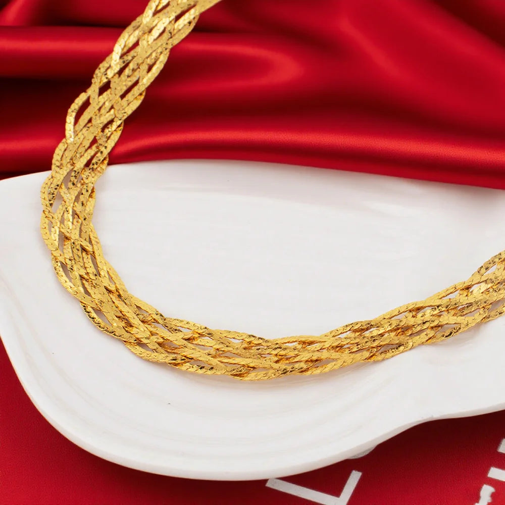 3 PCS Set 18K Gold Color Necklace Bracelet Earrings Set Dubai Africa Party Exquisite Jewelry Set For Woman Bridal Nigerian Gifts
