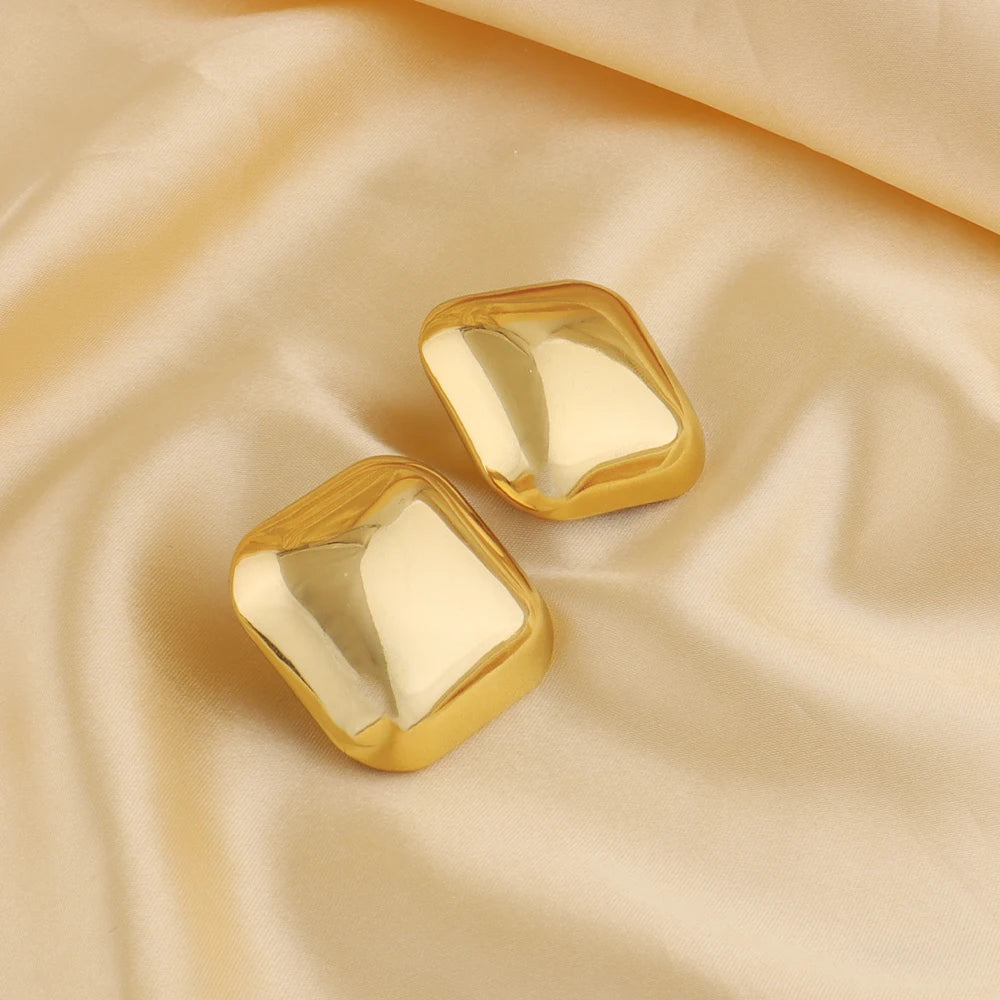 Stainless Steel Square Stud Earrings For Women 18K Gold Plated  Geometric Earring Trendy Weeding Jewelry Accessories Gift