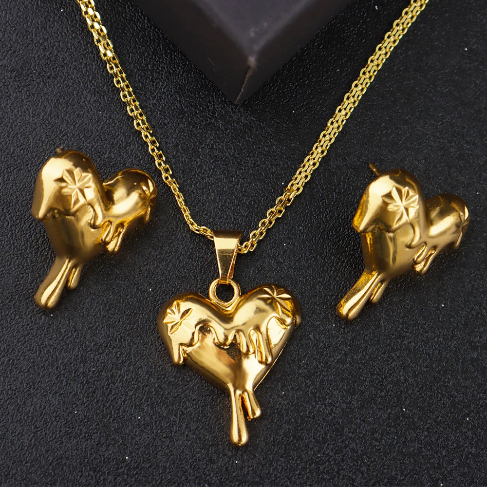 Romantic Pendant Stainless Steel Lovely 3D Heart Charm Necklaces For Women New Fashion Neck Chain Jewelry Gift Drop shipping