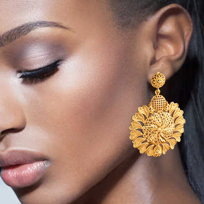 Trend Gold Color Flower Earrings Sets For Women Indian African Fashion Jewellery For Daily Wear Weddings Party Accessories Gifts