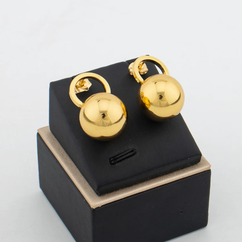 Fashion Ball Drop Earrings Minister Gold Color Dangling Ear Stud Trendy Party Jewelry Hiphop Thick Bead Earrings for Women