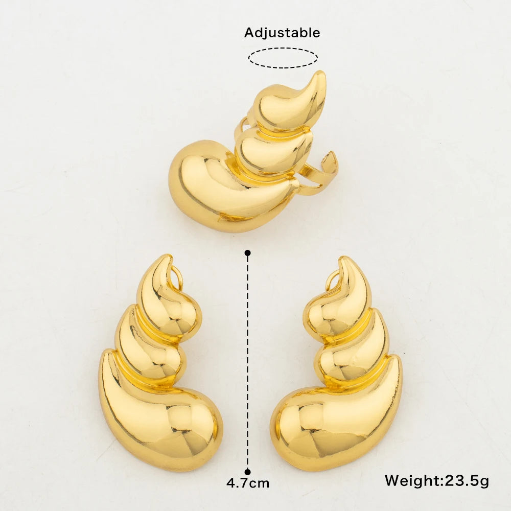 Earrings African Ring Dubai 18K Gold Plated Newest Jewelry Set Party Gift Luxury  Set for Women Lady Jewelry Fashion Set