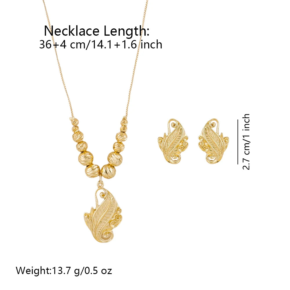 Geometric Earring Set Love Necklace Women Luxury Design Gold Plated Jewelry Set Fashion Dubai Jewelry Vintage Accessories Party