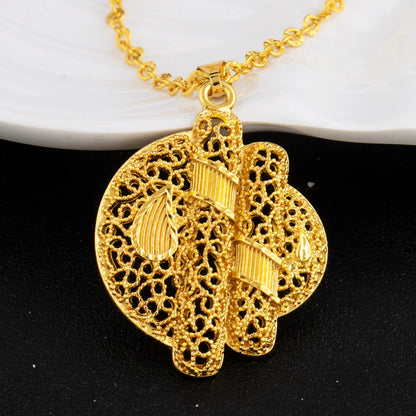 YM Gold Color Complex Patterns Women Jewelry Set Mid East Dubai Earrings Ring Necklace Jewelry Wholesale Gift for Mother's Day