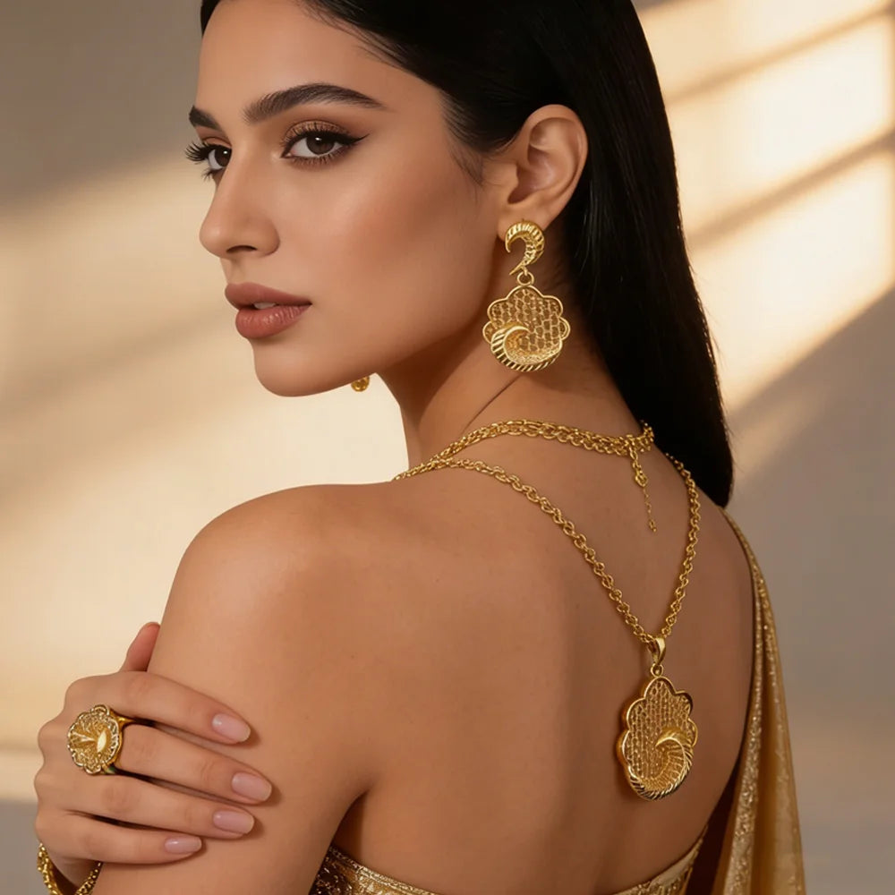 Antique Ethnic Indian Vintage Bridal Jewelry Set Chic Necklace And Earrings Combo for Women Perfect Party Gift