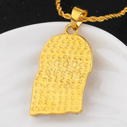 Gold Color God‘s Head Pendant Necklace Apply For Women Man Nigeria Cuban Charm Jewelry Set  Gift For Party Graduate Daily titk