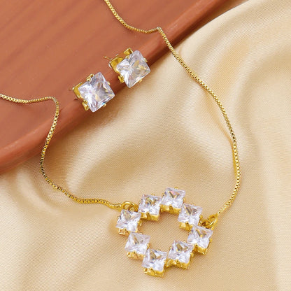 Crystal Zircon Earrings Necklace Set for Women Personalized Fashion Daily Accessories Party Jewelry Birthday Anniversary Gifts