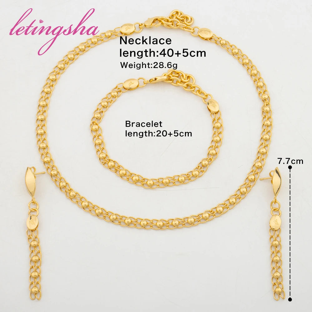 Fashion Necklace Earrings Dubai Bracelet Ring Set African Jewelry For Women Nigeria Fashion Bride Jewellery Party Gifts