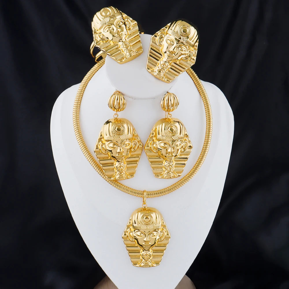 plated jewelry accessories italian hot selling wedding party Egyptian Pharaoh earrings bracelet ring earrings necklace