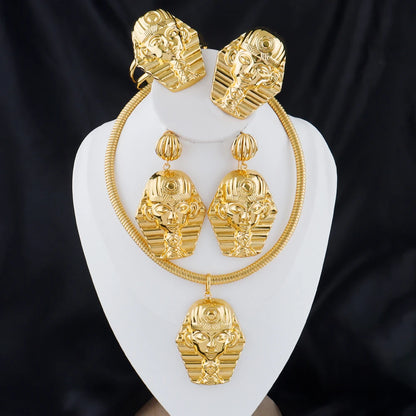 plated jewelry accessories italian hot selling wedding party Egyptian Pharaoh earrings bracelet ring earrings necklace