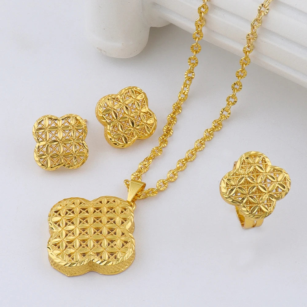 African 24K gold plated jewelry set For Dubai Indian Nigeria Bridal Wedding Party Gift Jewellery free shipping jewelry set