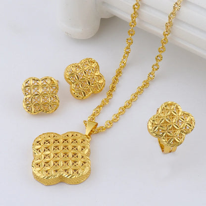African 24K gold plated jewelry set For Dubai Indian Nigeria Bridal Wedding Party Gift Jewellery free shipping jewelry set