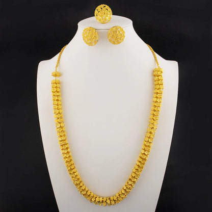 dubai 24k gold jewelry luxury jewelry necklaces Earrings Ring woman jewelry african bridal  Wedding Party Jewelry accessories
