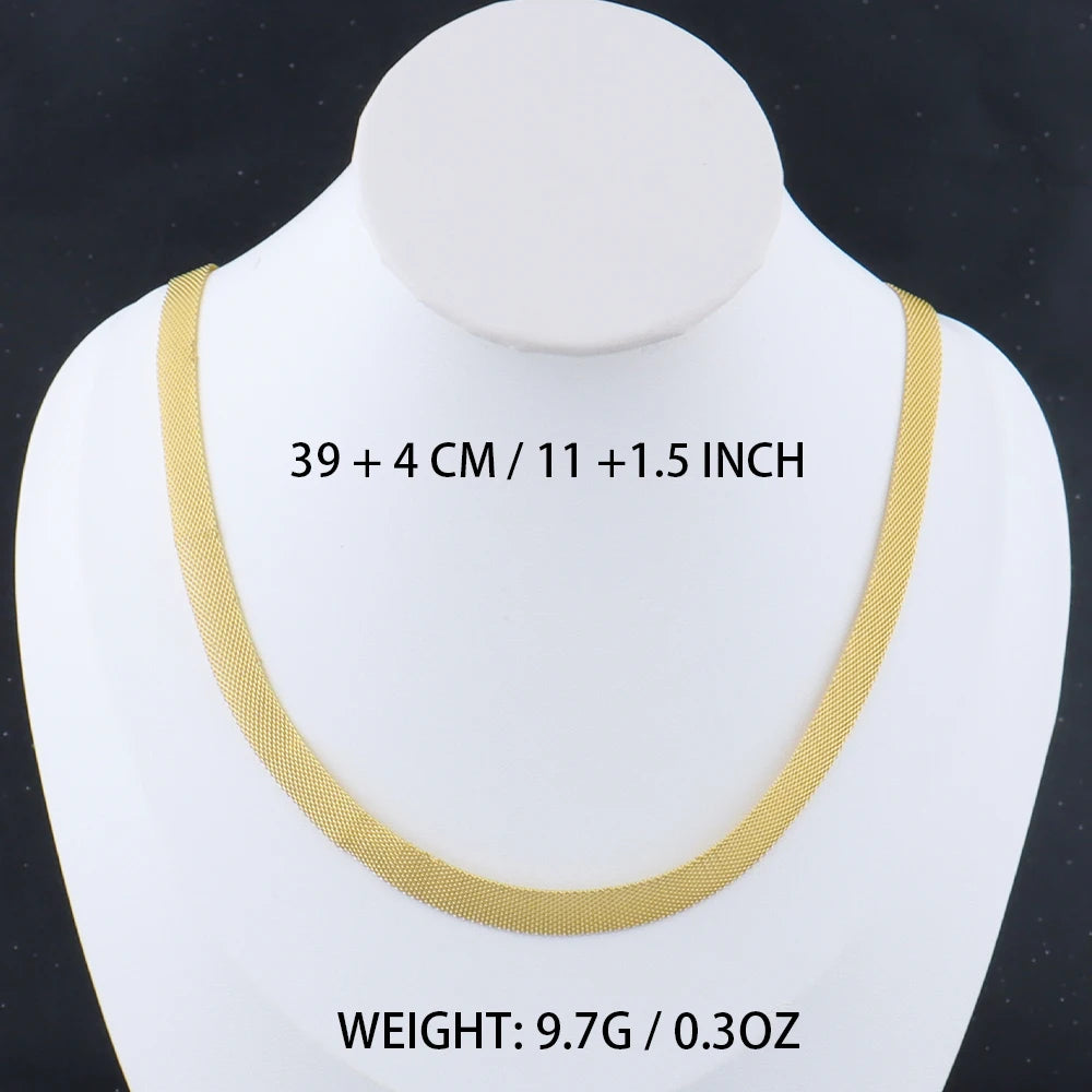 Stainless Steel Flat Necklace Gold Color Waterproof Golden Plated Snake Chains Necklaces No Fade Jewelry Accessories Gift