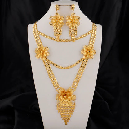 Dubai Necklace and Earrings Set Statement Design for Brides Wedding Attire Bridesmaids' Gifts, and Women's Jewelry Set