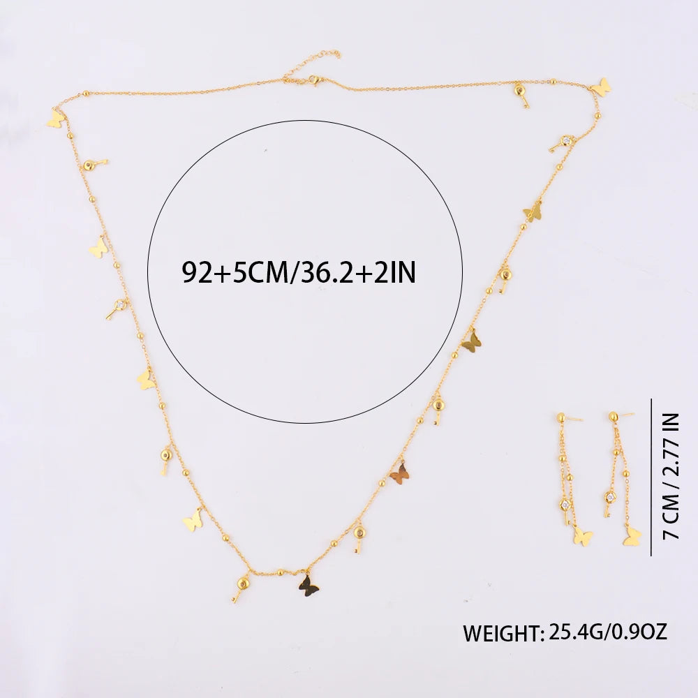 316L Stainless Steel Bohemian Butterfly Necklace Classic Many Small Ornaments Necklace for Women Beach Vacation Gift