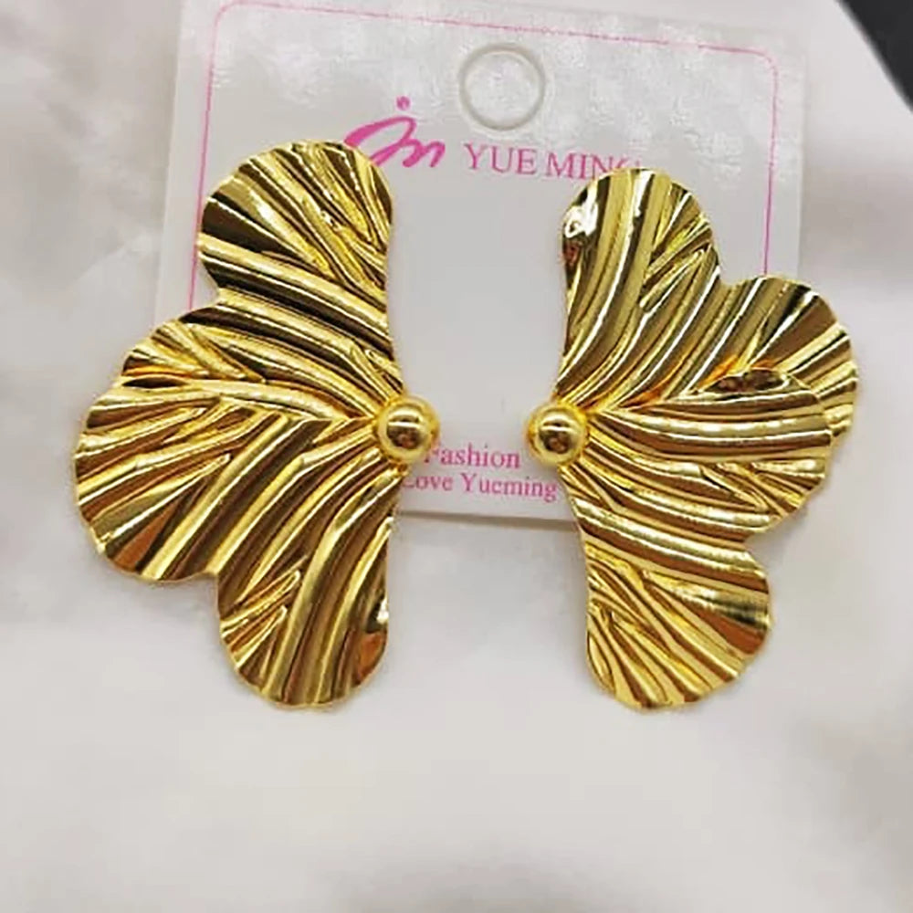 Elegant Earrings For Women Ginkgo Leaf Metal Long Geometric Ear Accessories Holiday Birthday Party Gift Fashion Jewelry