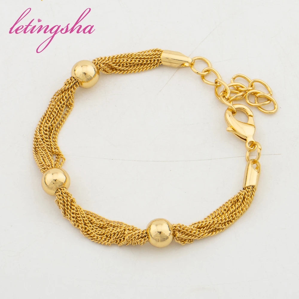 Nigeria Bride Jewellery Wedding Dubai Gold Plated Fashion Jewelry African Women Necklace Earrings Bracelet Ring Set Party Gifts