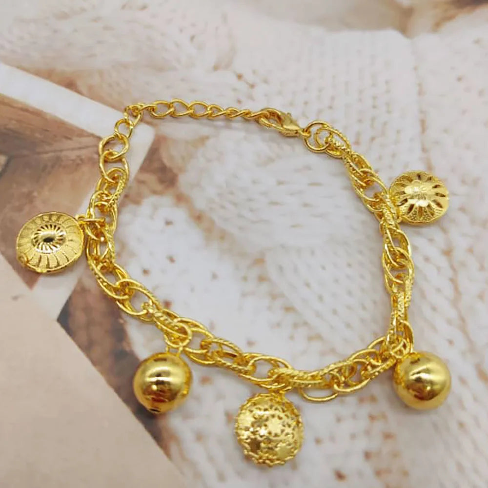 Simple Gold Color Bracelets Luxury Jewellery Women's High Quality Bracelet Non-fading Hand Jewelry Handmade Link Chain bts