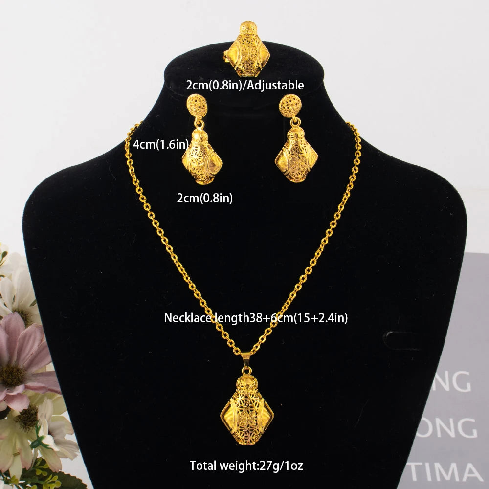 fashion gold jewelry set stainless steel earrings necklaces for women simple Personality gift wedding party Accessories