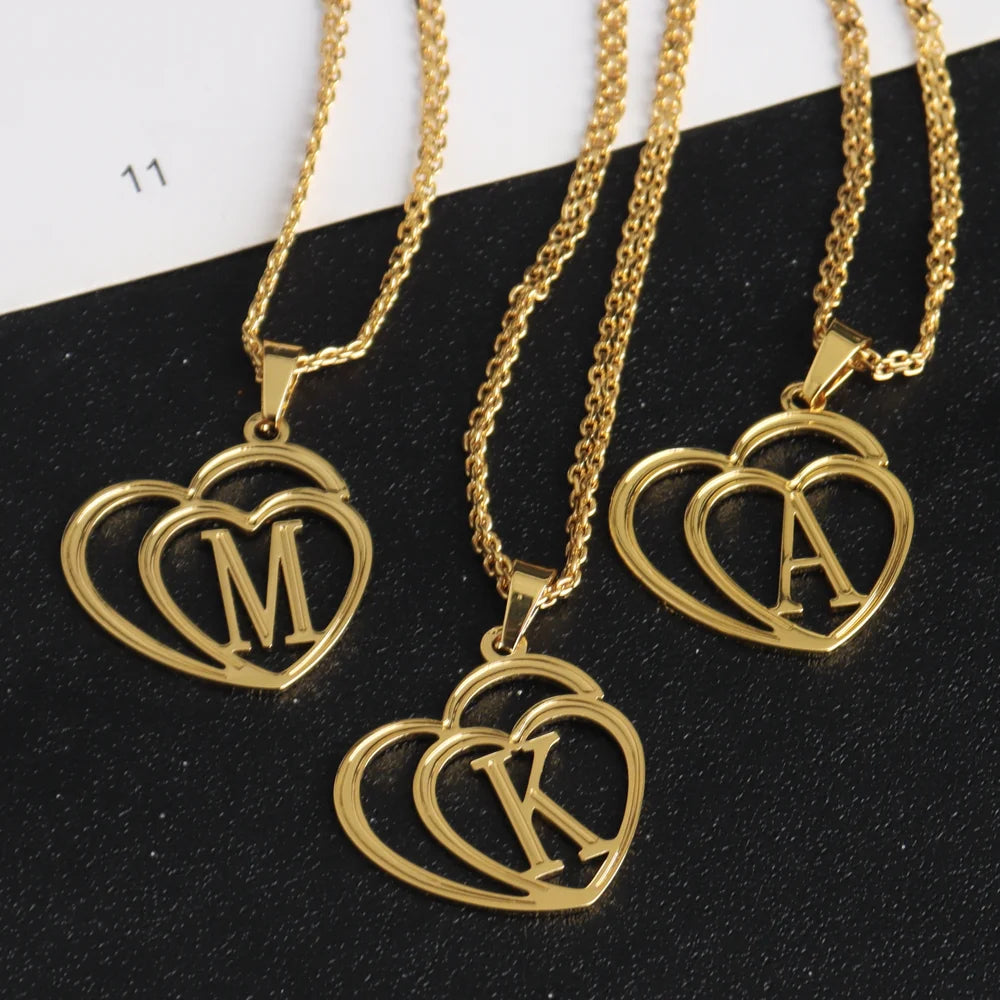 Dainty Letter Necklaces Stainless Steel For Women Gold Color Minimalist love Necklace Femme Wedding Jewelry Gift