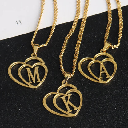 Dainty Letter Necklaces Stainless Steel For Women Gold Color Minimalist love Necklace Femme Wedding Jewelry Gift