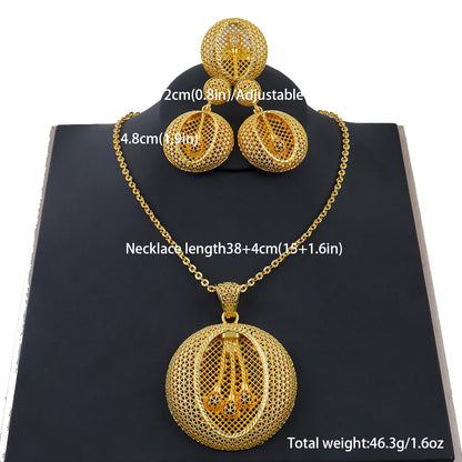 24k gold color party necklace earrings rings set luxury gold jewelry sets for woman wedding party Accessories