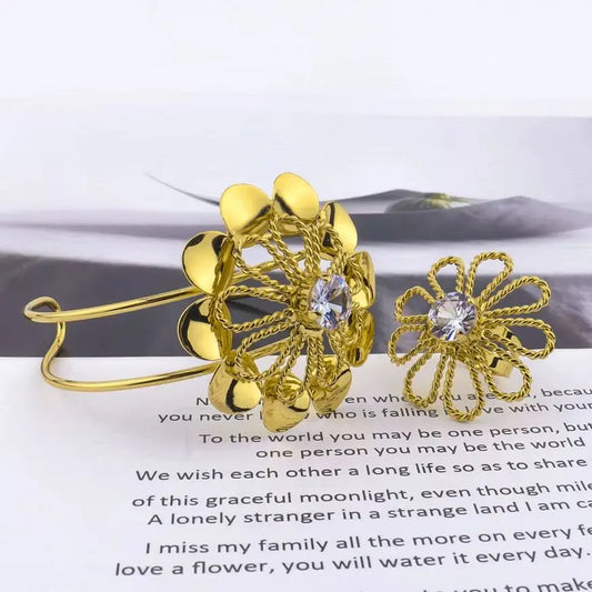 2025 Flower Jewelry Sets for African Women, Earrings Necklace Ring Bangle Gift for Party Valentine’s, Elegant Jewelry