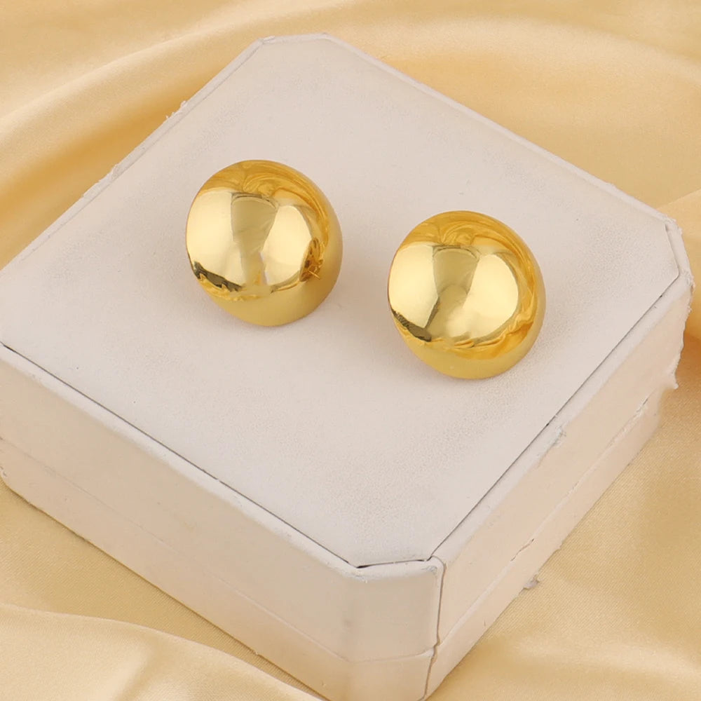 316L Stainless Steel Retro Exaggerated Geometric Round Design Earrings For Women European American Style Large Earrings Jewelry