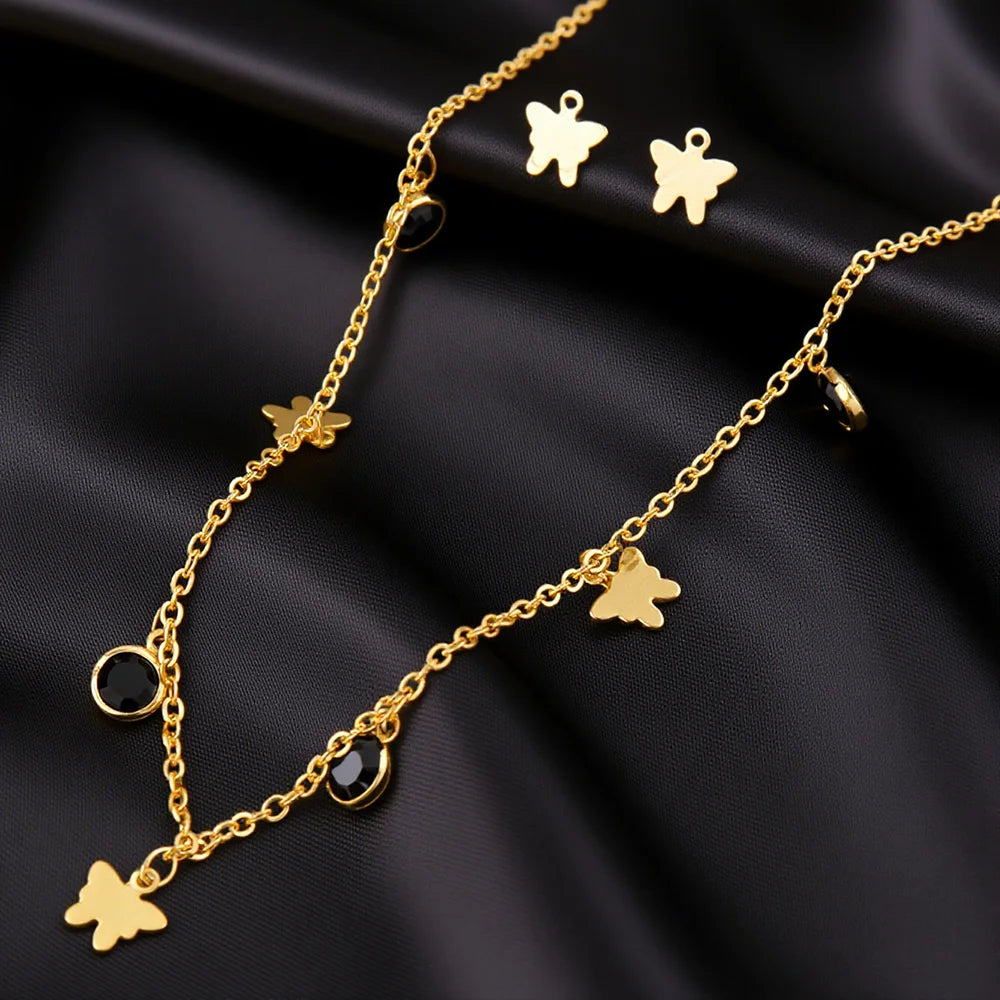 316L Stainless Steel Geometric Colorful Crystal Zirconia Pendant Necklace For Women Fashion Neck Chain Aesthetic Jewelry Gift