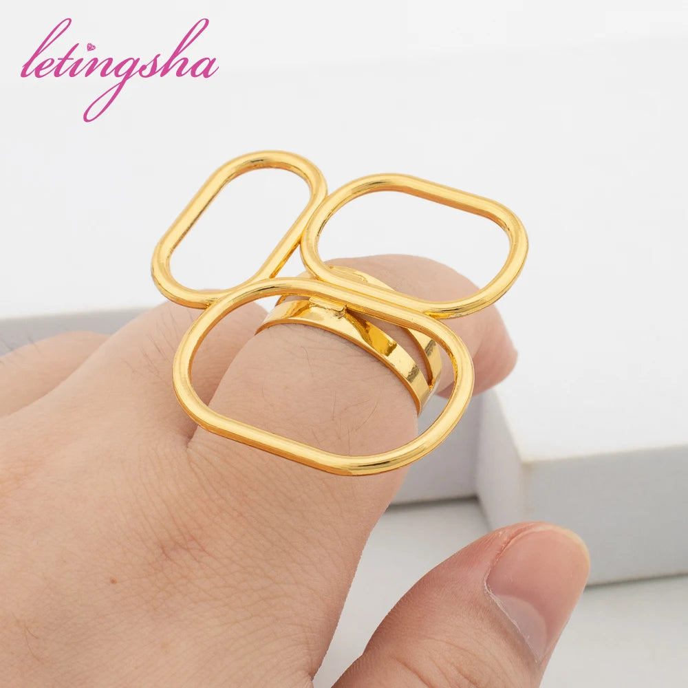 African Fashion Earrings Ring Set for Women Newest Statement Jewelry Set Dubai Luxury 18K Gold Plated Jewelry Set Party Gift