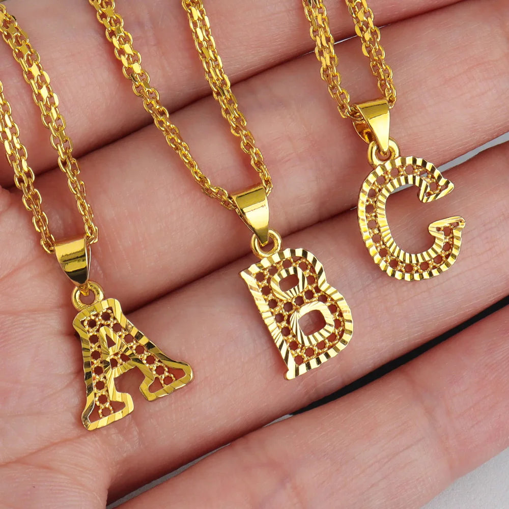 Ghana Trendy Personalize Alphabet A-F Necklace For Women Nigeria Gold Color Custom Jewelry Gift for Holiday Gifts Party Mother’s