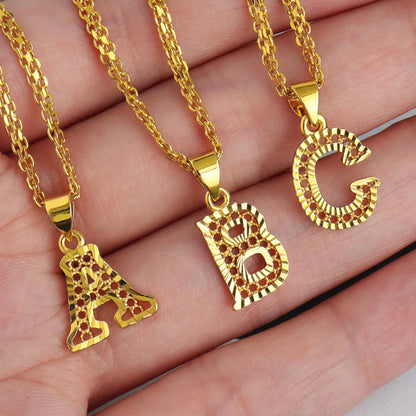 Ghana Trendy Personalize Alphabet A-F Necklace For Women Nigeria Gold Color Custom Jewelry Gift for Holiday Gifts Party Mother’s