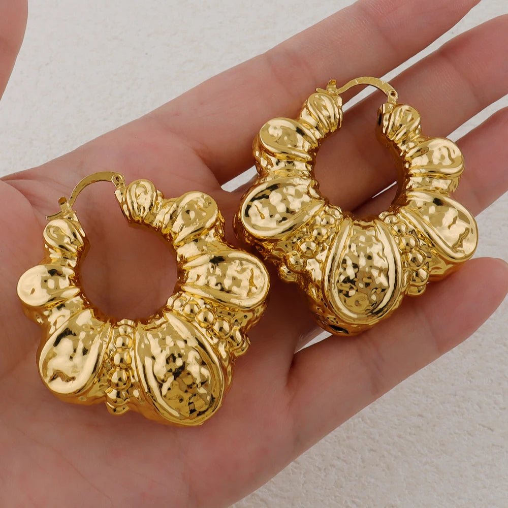 Fashion African Big Earrings Jewelry Sets Gold Color Twisted Exaggerated Irregular Earrings For Wedding Party Trendy Gifts