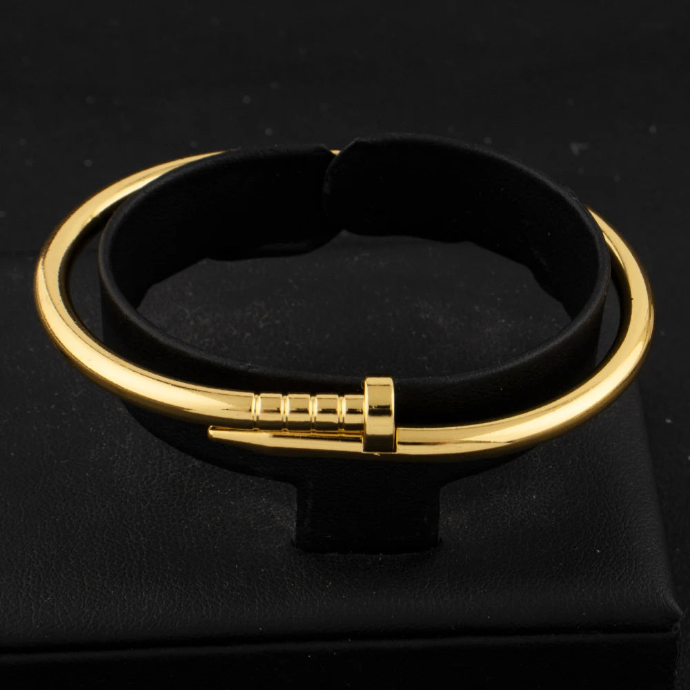 Plated Bracelet Punk Retro Simple Fashion Jewelry Hip-Hop High-End Accessories for Jewelry Gift Earring Set Minimalist Chic