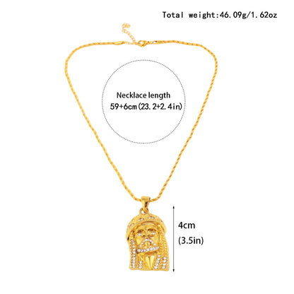 Gold Color God‘s Head Pendant Necklace Apply For Women Man Nigeria Cuban Charm Jewelry Set  Gift For Party Graduate Daily titk