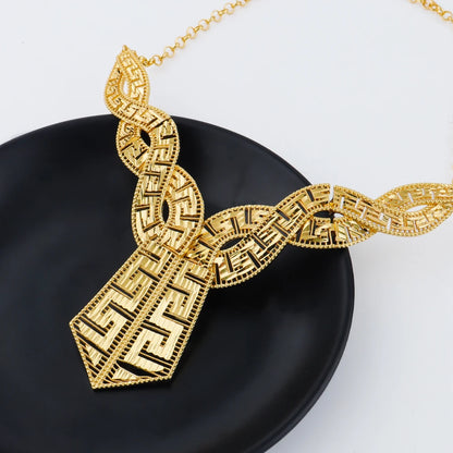 GOLD COLOR JEWELRI 24k gold Plated jewelry set weddings earrings necklace  ring Accessory luxury Party Gifts