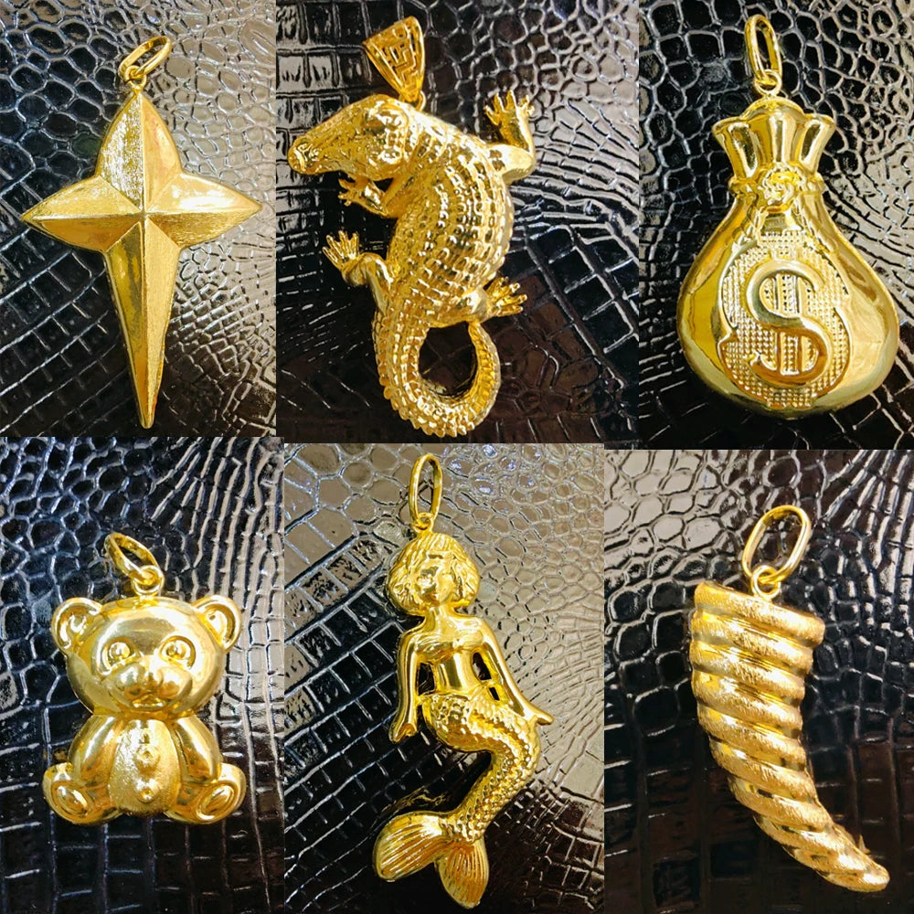 Color Hip Hop Personality Pendant: Crocodile Mermaid Lucky Bag Shape for Women Men, Trend Copper Jewelry Earrings Gift