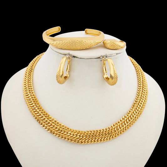 YM  Plated Dubai Jewelry Set for Women – Bold Earrings & Trend Necklace, Wedding Party Gift, Elegant jewellery woman ac