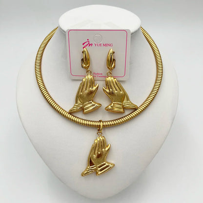 Dubai Jewelry Sets For Women Large Earrings and Pendant Necklace 2Pcs Set Nigeria Bridal Weddings Party Accessory Gifts