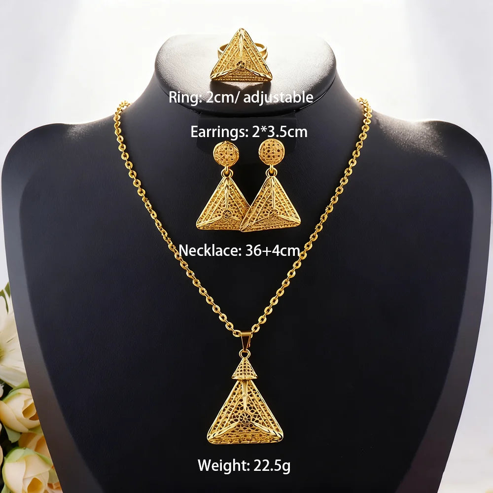 dubai 18k gold color jewelry set for woman wedding party necklace earrings sets indian jewelry set free shipping Wholesale
