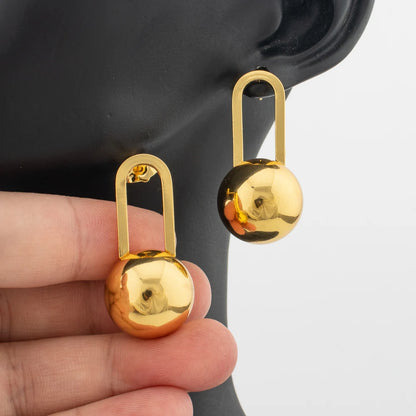 Gold Plated Beads Drop Earrings for Women Lightweight Smooth Charm Earrings Trendy Lucky Jewelry Accessories Christmas Present