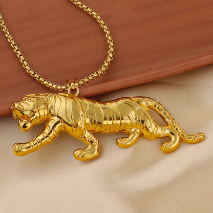 Hip Hop Punk Style 18K Gold Plated Stainless Steel Pendant Exquisite Necklace Classic Ideal Men's Gift for Daily Gift