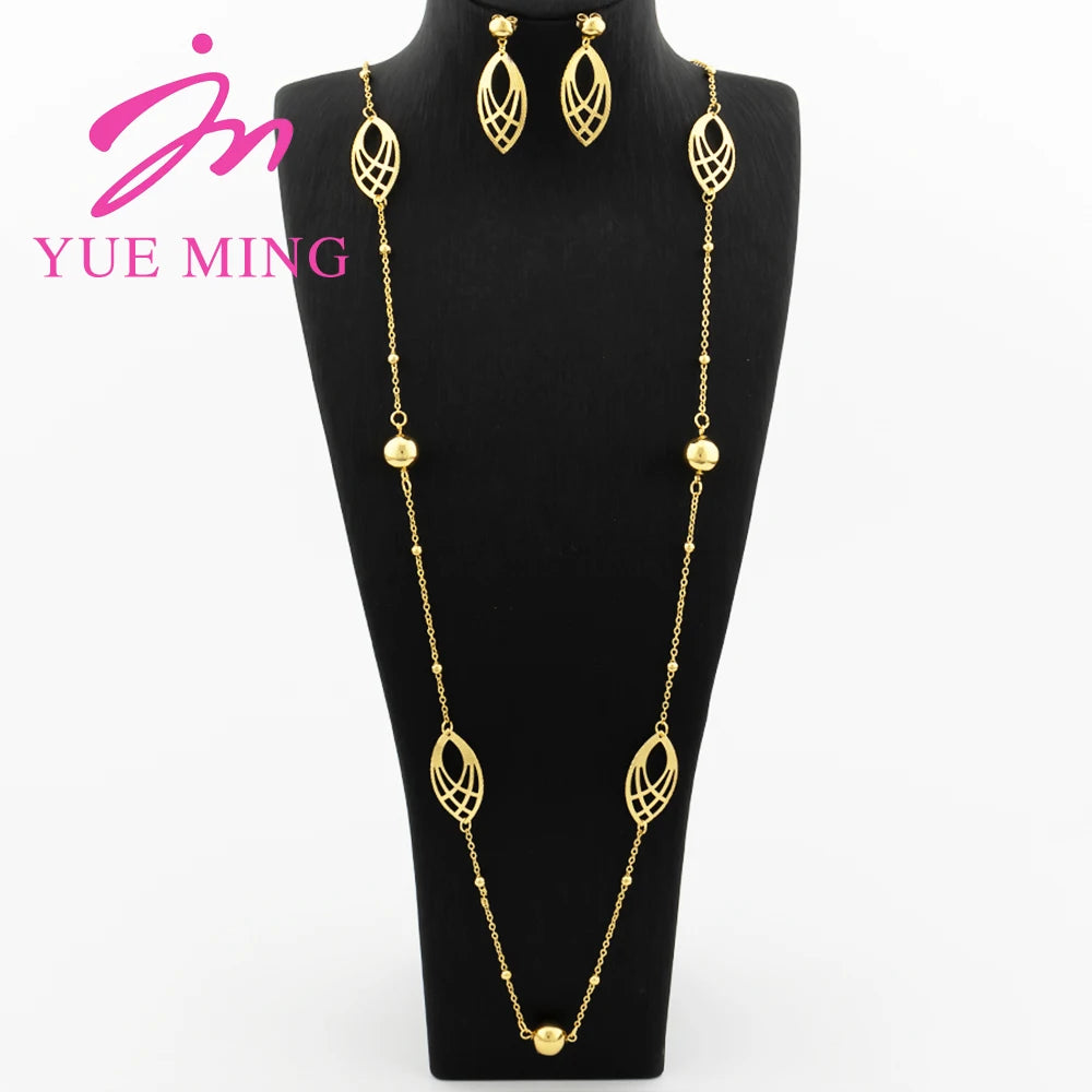 Gold Plated Long Chain for Women Trendy Statement Necklace Personality Collar Geometry Leaf Pendant Waist Chain Jewelry Accessor