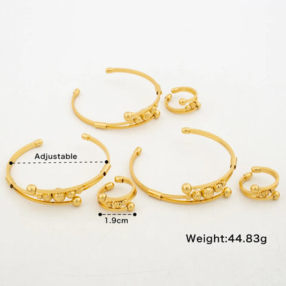 Dubai Gold Color Bangles Ring Fashion Round Beads Charm Bracelet Luxury Hand Jewelry for Wedding Party Gifts Jewellery Accessory