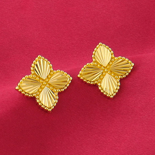 Color Lucky Clover Pendant Necklace & Earrings Set for Women, Fine Stainless Steel Jewelry Gift for Wedding Party, Eleg