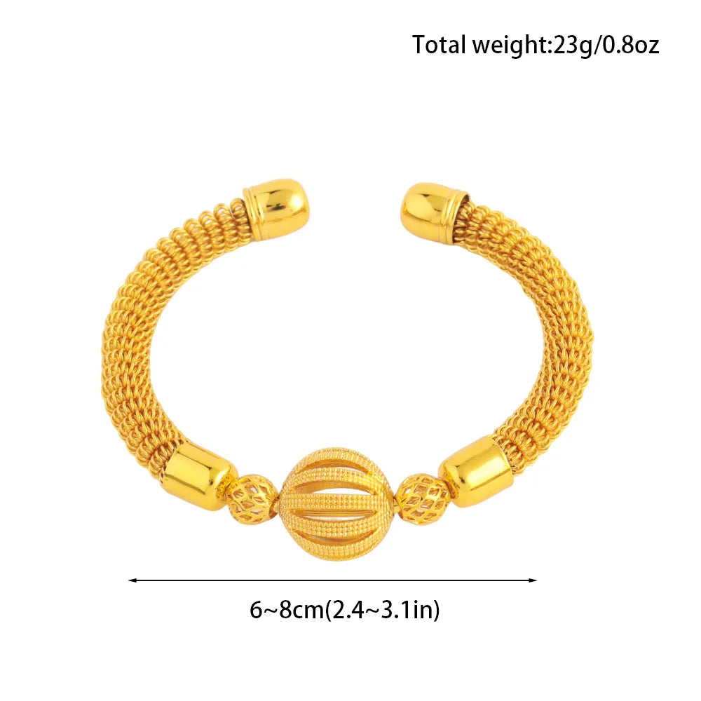 Tone Dubai Bead Grid Adjustable Bangle for Women, Luxury Fashion Bracelet Gift for Party Wedding Mother’s Day, Jewelry