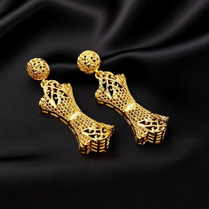 Dubai 24K Gold Plated Necklace Earrings Jewelry Set For Women African Indian Nigeria Bridal Wedding Party Gift Accessories