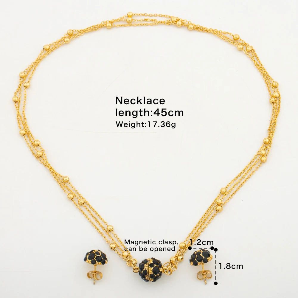 Trend Zircon Crystal Jewelry Set for Party Layers Necklace and Stud Earrings Weddings Bridal Cuff Bangle Ring Set for Party Gift